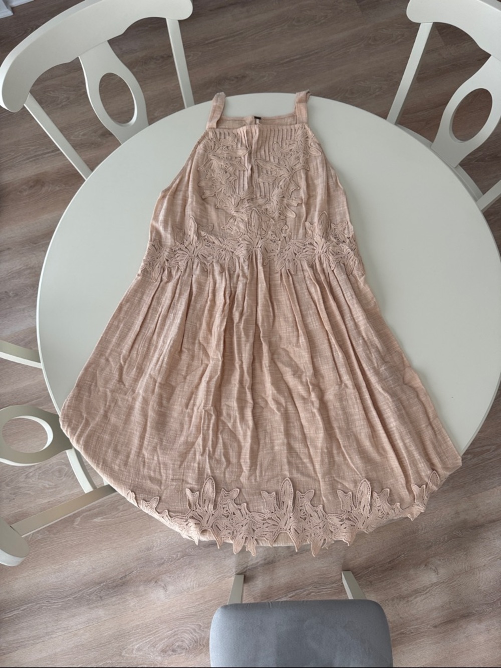 Free People Misses Blush Pink Embroidered Halter Dress